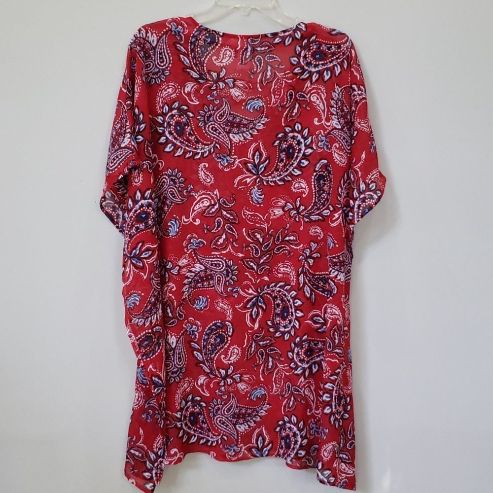 Tommy Bahama Red Paisley Swim Coverup - Picture 3 of 4